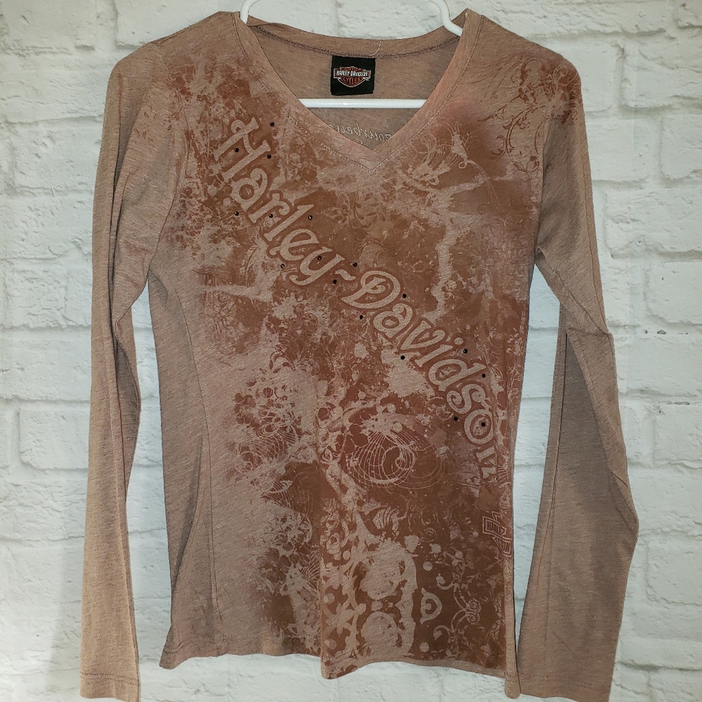 Harley Davidson Motor Cycles Top Long Slee…